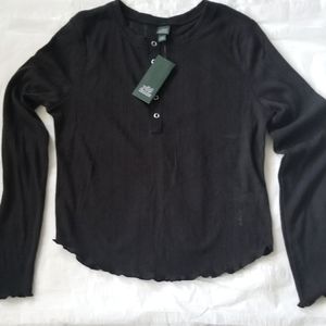 Wild Fable Women's Long Sleeve Black Top Size L
